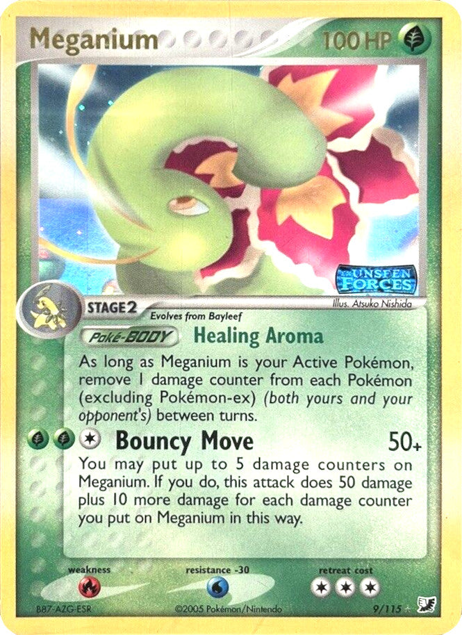 Meganium (9/115) (Stamped) [EX: Unseen Forces] | Jomio and Rueliete's Cards and Comics