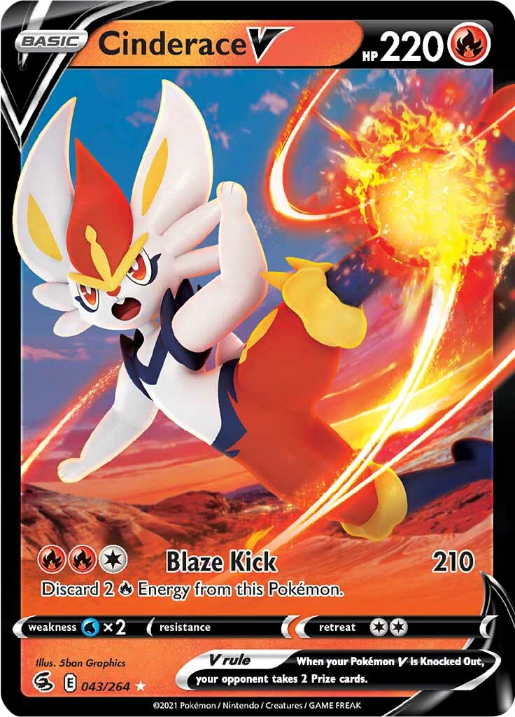 Cinderace V (043/264) [Sword & Shield: Fusion Strike] | Jomio and Rueliete's Cards and Comics