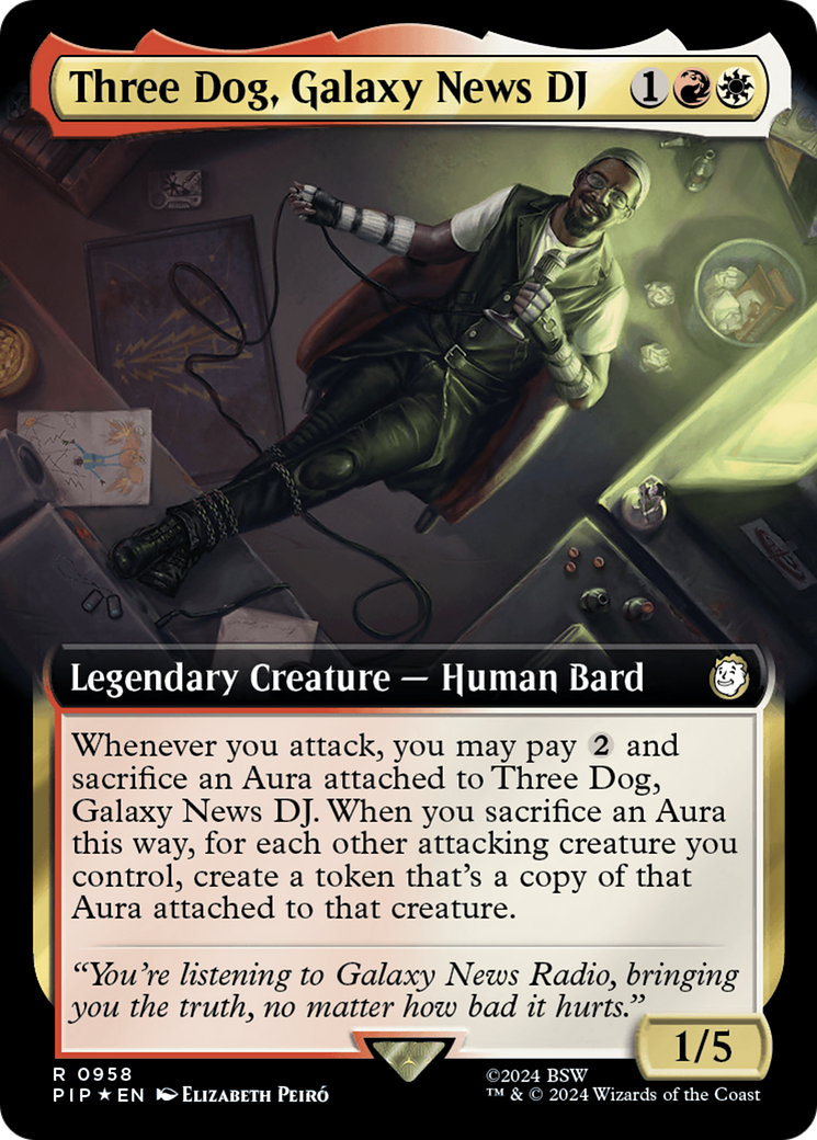 Three Dog, Galaxy News DJ (Extended Art) (Surge Foil) [Fallout] | Jomio and Rueliete's Cards and Comics