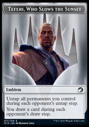 Wolf // Teferi, Who Slows the Sunset Emblem Double-Sided Token [Innistrad: Midnight Hunt Tokens] | Jomio and Rueliete's Cards and Comics