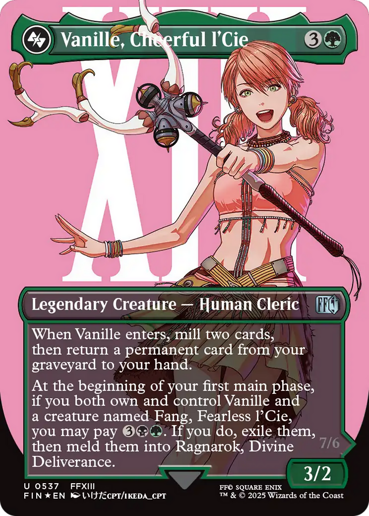 Vanille, Cheerful l'Cie // Ragnarok, Divine Deliverance (Borderless) (Surge Foil) [FINAL FANTASY] | Jomio and Rueliete's Cards and Comics