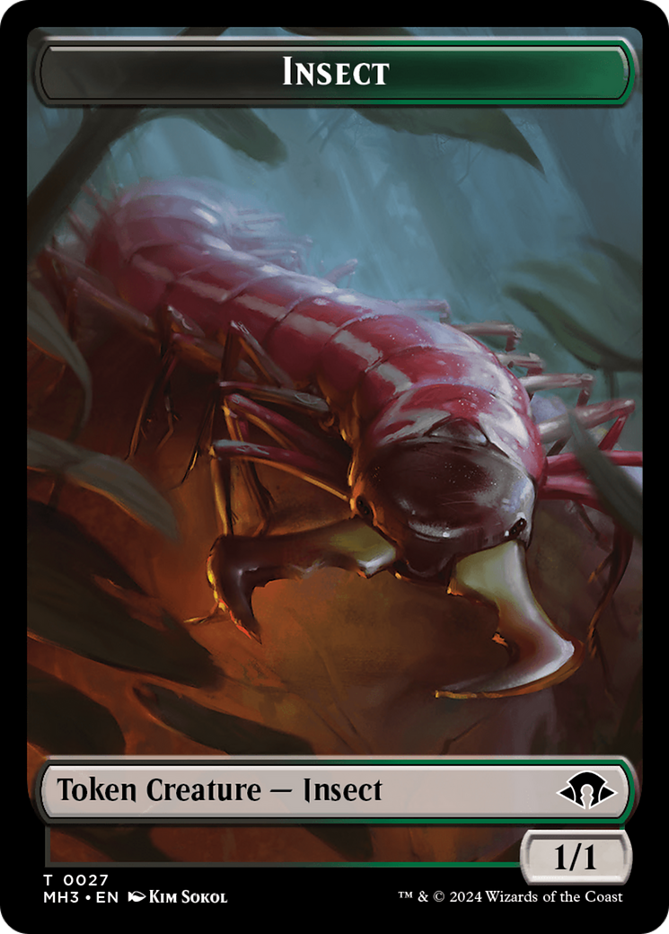 Zombie (Ripple Foil) // Insect (0027) Double-Sided Token [Modern Horizons 3 Tokens] | Jomio and Rueliete's Cards and Comics