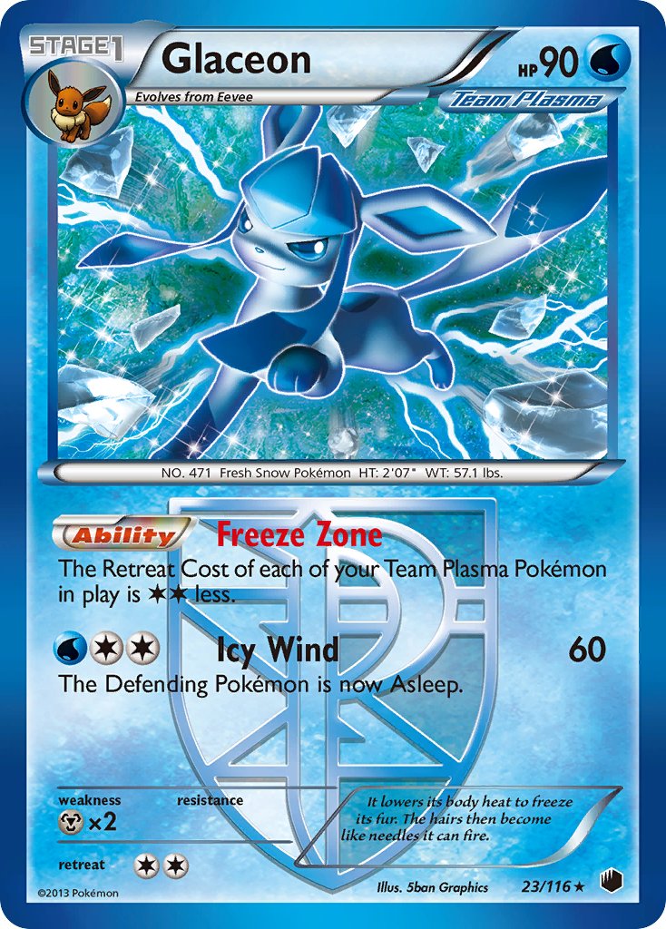 Glaceon (23/116) (Theme Deck Exclusive) [Black & White: Plasma Freeze] | Jomio and Rueliete's Cards and Comics