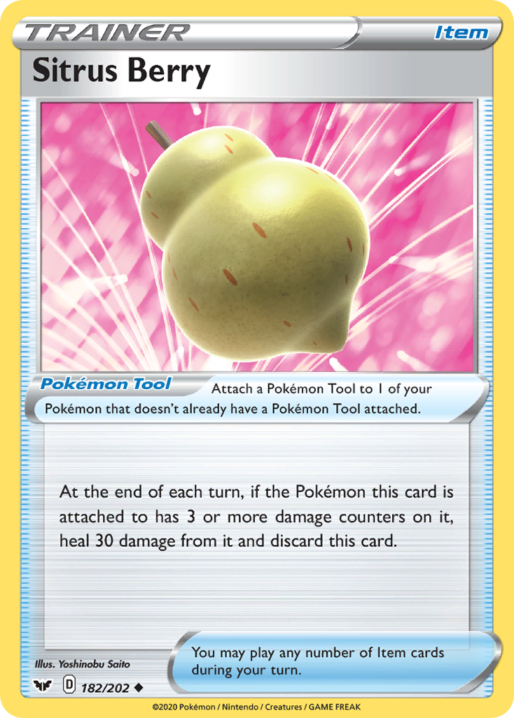 Sitrus Berry (182/202) [Sword & Shield: Base Set] | Jomio and Rueliete's Cards and Comics