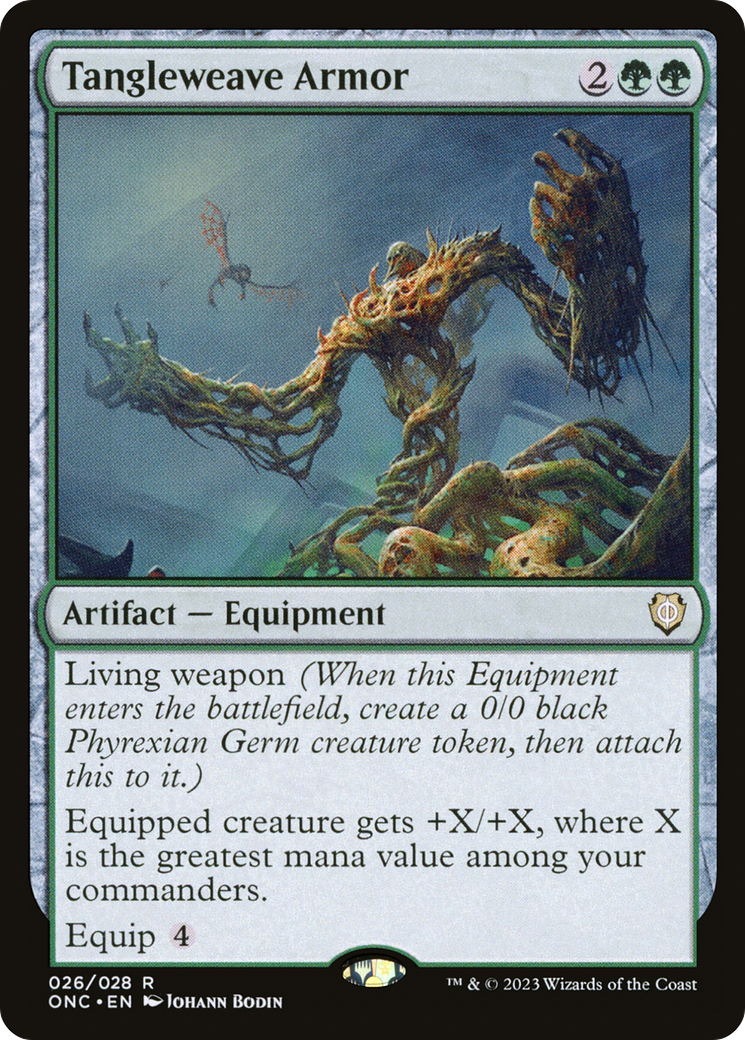 Tangleweave Armor [Phyrexia: All Will Be One Commander] | Jomio and Rueliete's Cards and Comics