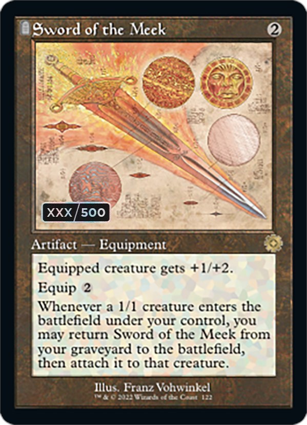 Sword of the Meek (Retro Schematic) (Serialized) [The Brothers' War Retro Artifacts] | Jomio and Rueliete's Cards and Comics