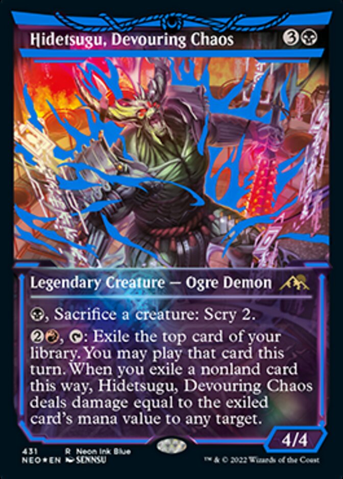 Hidetsugu, Devouring Chaos (Neon Ink Blue) [Kamigawa: Neon Dynasty] | Jomio and Rueliete's Cards and Comics