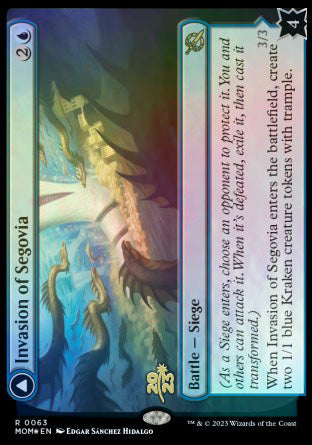 Invasion of Segovia // Caetus, Sea Tyrant of Segovia [March of the Machine Prerelease Promos] | Jomio and Rueliete's Cards and Comics