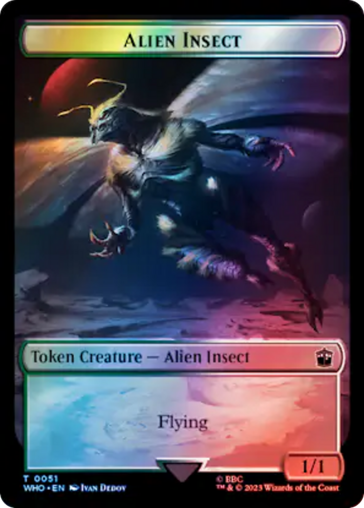 Alien Angel // Alien Insect Double-Sided Token (Surge Foil) [Doctor Who Tokens] | Jomio and Rueliete's Cards and Comics