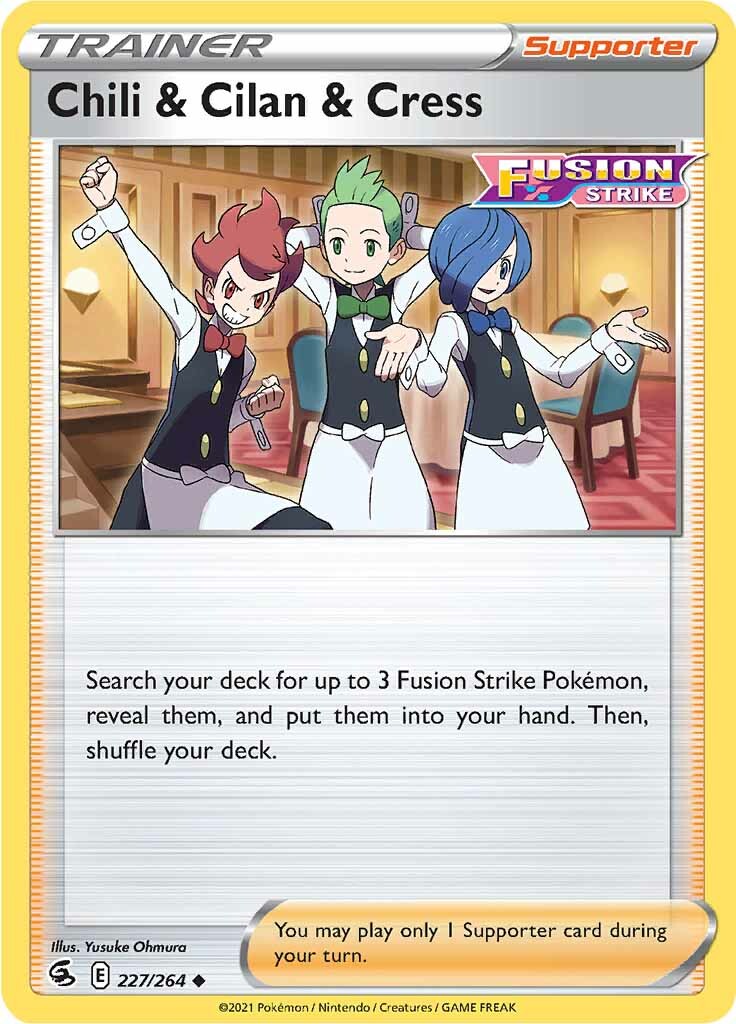 Chili & Cilan & Cress (227/264) [Sword & Shield: Fusion Strike] | Jomio and Rueliete's Cards and Comics