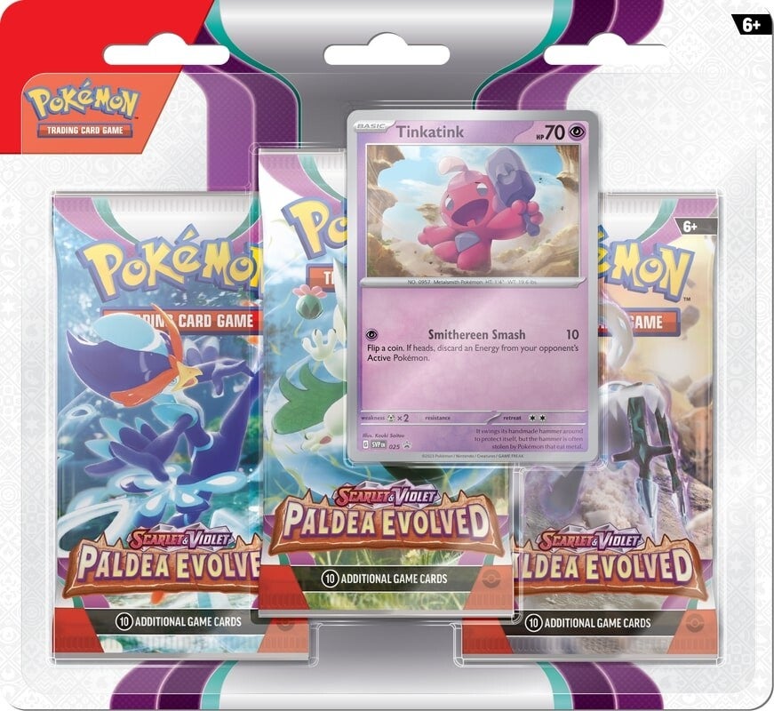 Scarlet & Violet: Paldea Evolved - 3-Pack Blisters (Tinkatink) | Jomio and Rueliete's Cards and Comics