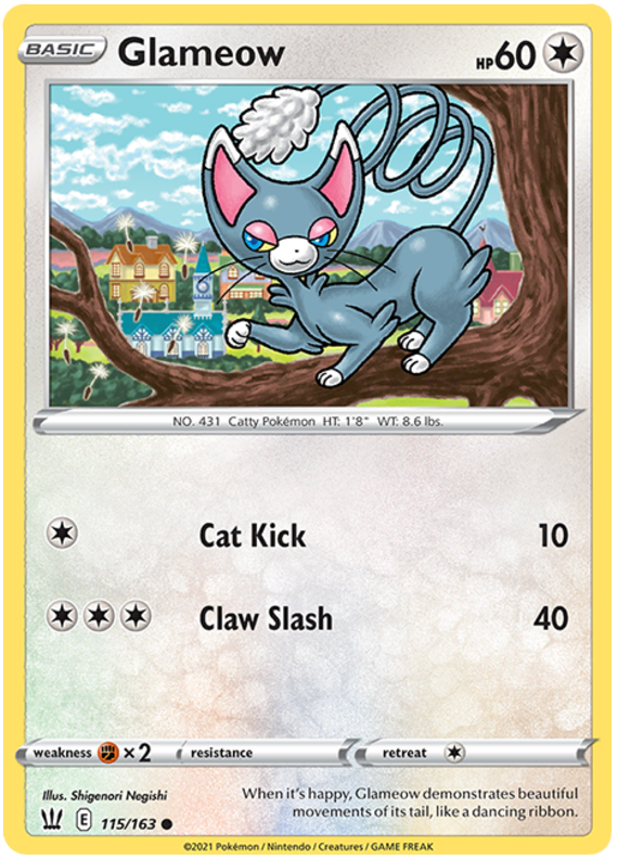 Glameow (115/163) [Sword & Shield: Battle Styles] | Jomio and Rueliete's Cards and Comics