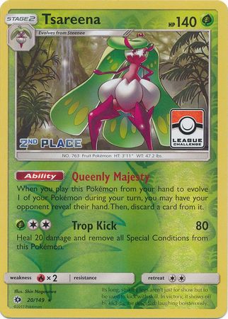Tsareena (20/149) (League 2nd Place) [Sun & Moon: Base Set] | Jomio and Rueliete's Cards and Comics