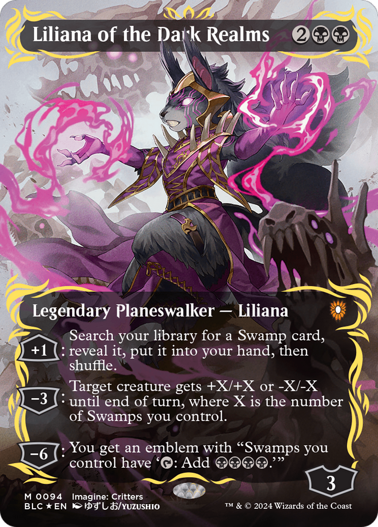 Liliana of the Dark Realms (Borderless) (Raised Foil) [Bloomburrow Commander] | Jomio and Rueliete's Cards and Comics