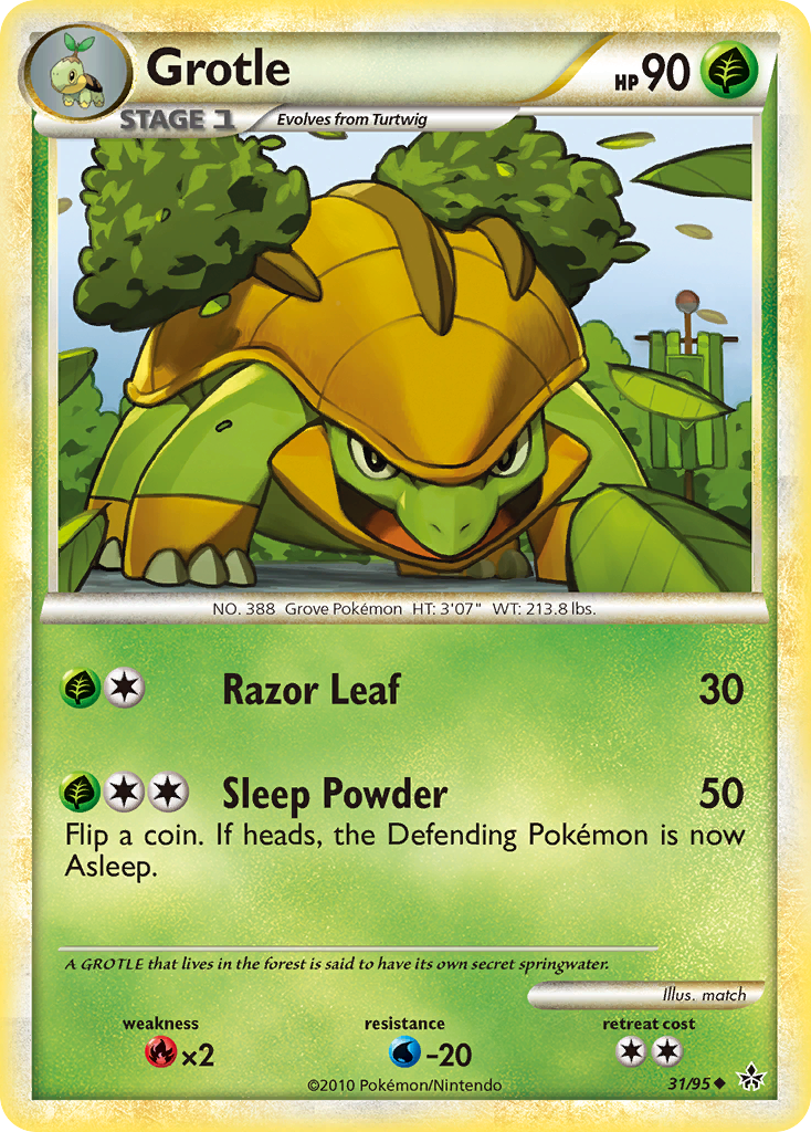 Grotle (31/95) [HeartGold & SoulSilver: Unleashed] | Jomio and Rueliete's Cards and Comics