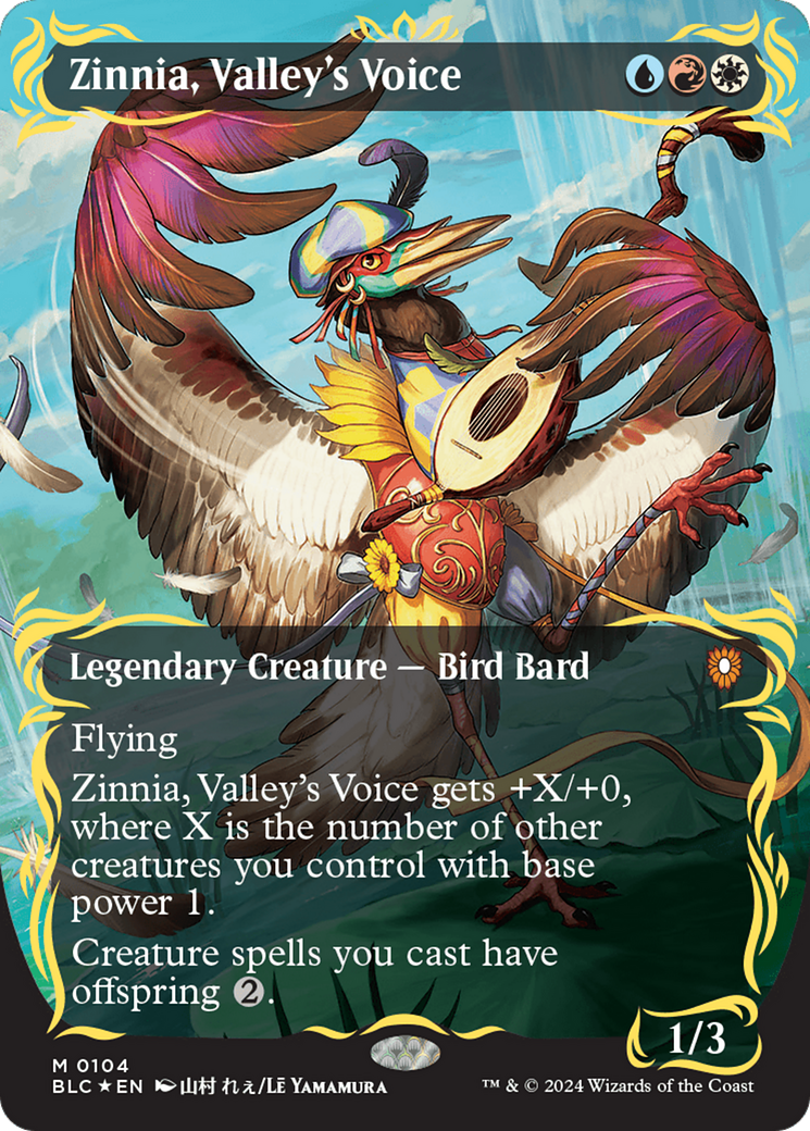 Zinnia, Valley's Voice (Borderless) (Raised Foil) [Bloomburrow Commander] | Jomio and Rueliete's Cards and Comics