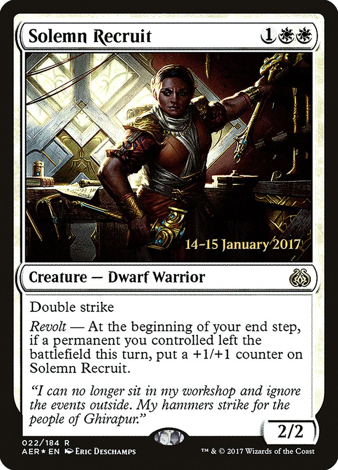 Solemn Recruit [Aether Revolt Prerelease Promos] | Jomio and Rueliete's Cards and Comics