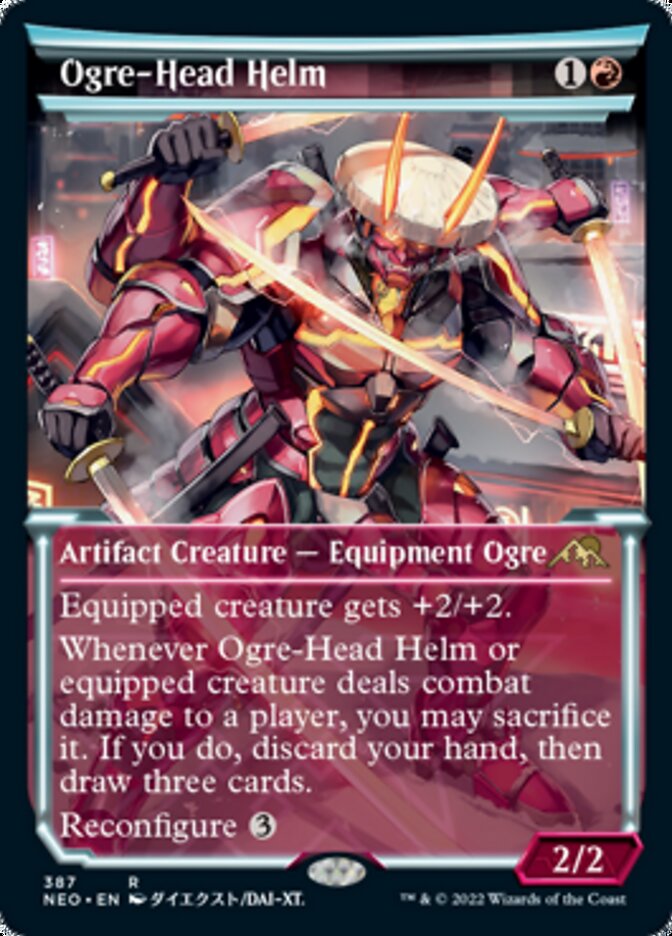 Ogre-Head Helm (Showcase Soft Glow) [Kamigawa: Neon Dynasty] | Jomio and Rueliete's Cards and Comics