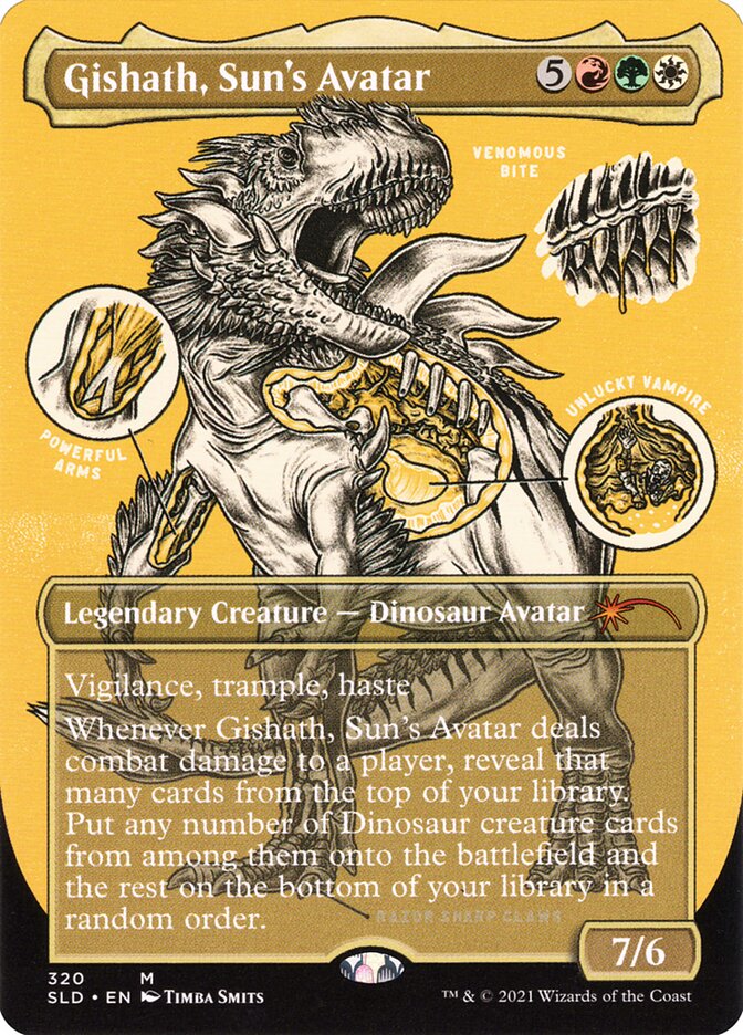 Gishath, Sun's Avatar (Borderless Foil Etched) [Secret Lair Drop Series] | Jomio and Rueliete's Cards and Comics