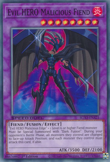 Evil HERO Malicious Fiend [SGX3-ENA21] Common | Jomio and Rueliete's Cards and Comics