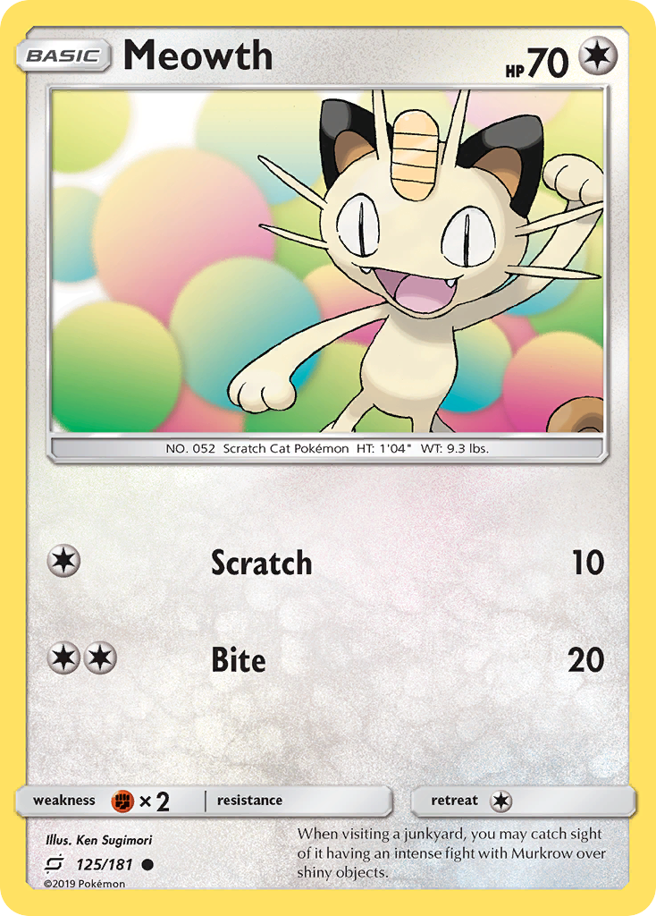 Meowth (125/181) [Sun & Moon: Team Up] | Jomio and Rueliete's Cards and Comics