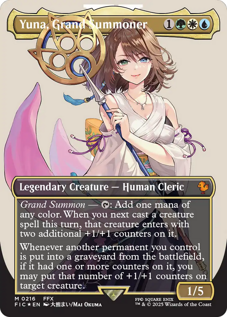 Yuna, Grand Summoner (Borderless) (Surge Foil) [FINAL FANTASY Commander] | Jomio and Rueliete's Cards and Comics