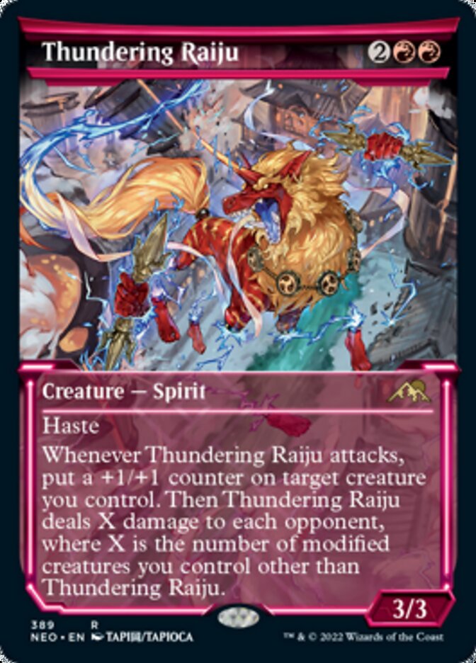 Thundering Raiju (Showcase Soft Glow) [Kamigawa: Neon Dynasty] | Jomio and Rueliete's Cards and Comics