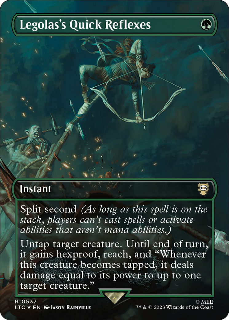Legolas's Quick Reflexes (Borderless) (Surge Foil) [The Lord of the Rings: Tales of Middle-Earth Commander] | Jomio and Rueliete's Cards and Comics