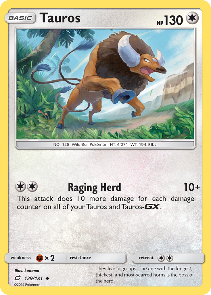 Tauros (129/181) [Sun & Moon: Team Up] | Jomio and Rueliete's Cards and Comics