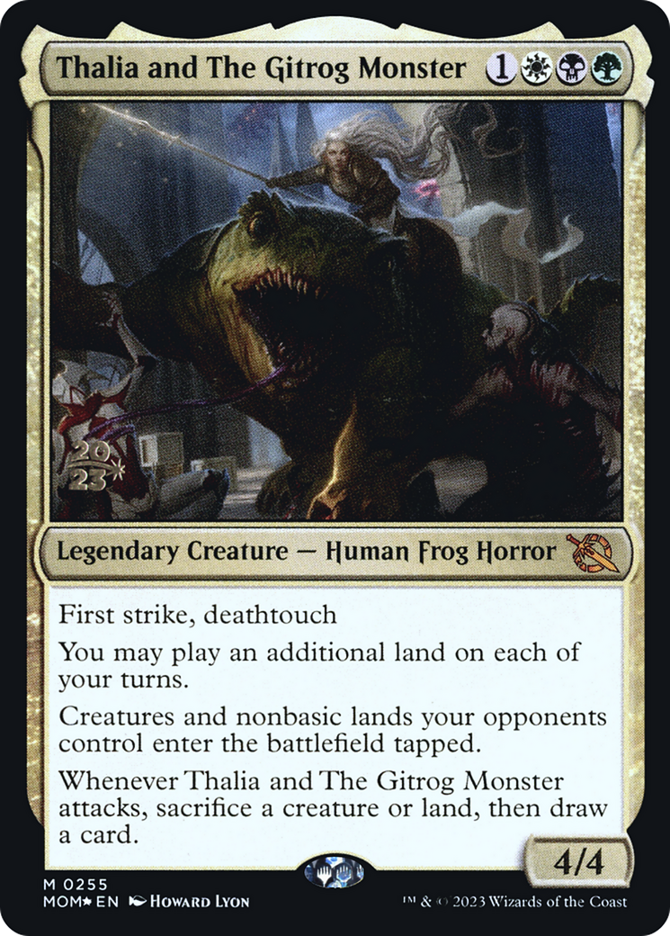Thalia and The Gitrog Monster [March of the Machine Prerelease Promos] | Jomio and Rueliete's Cards and Comics
