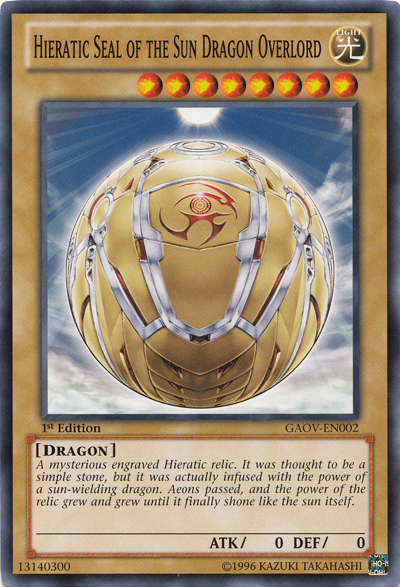 Hieratic Seal of the Sun Dragon Overlord [GAOV-EN002] Common | Jomio and Rueliete's Cards and Comics