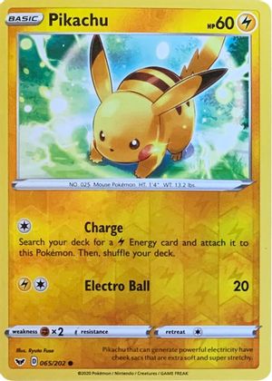 Pikachu (065/202) (Reverse Cosmos Holo) [Sword & Shield: Base Set] | Jomio and Rueliete's Cards and Comics