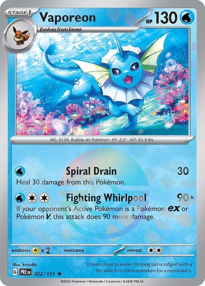 Vaporeon (022/131) (Poke Ball Pattern) [Scarlet & Violet: Prismatic Evolutions] | Jomio and Rueliete's Cards and Comics