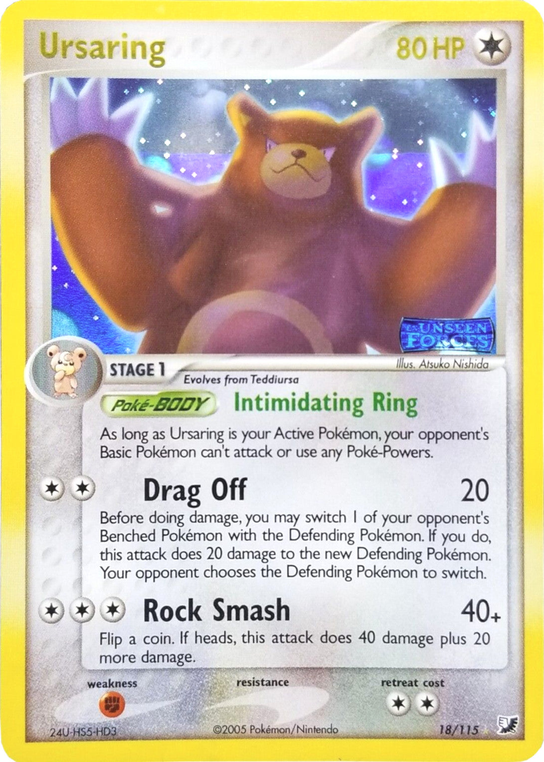 Ursaring (18/115) (Stamped) [EX: Unseen Forces] | Jomio and Rueliete's Cards and Comics