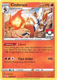 Cinderace (034/202) (League Promo) [Sword & Shield: Base Set] | Jomio and Rueliete's Cards and Comics