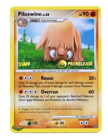 Piloswine (46/100) (Staff Prerelease Promo) [Nintendo: Black Star Promos] | Jomio and Rueliete's Cards and Comics
