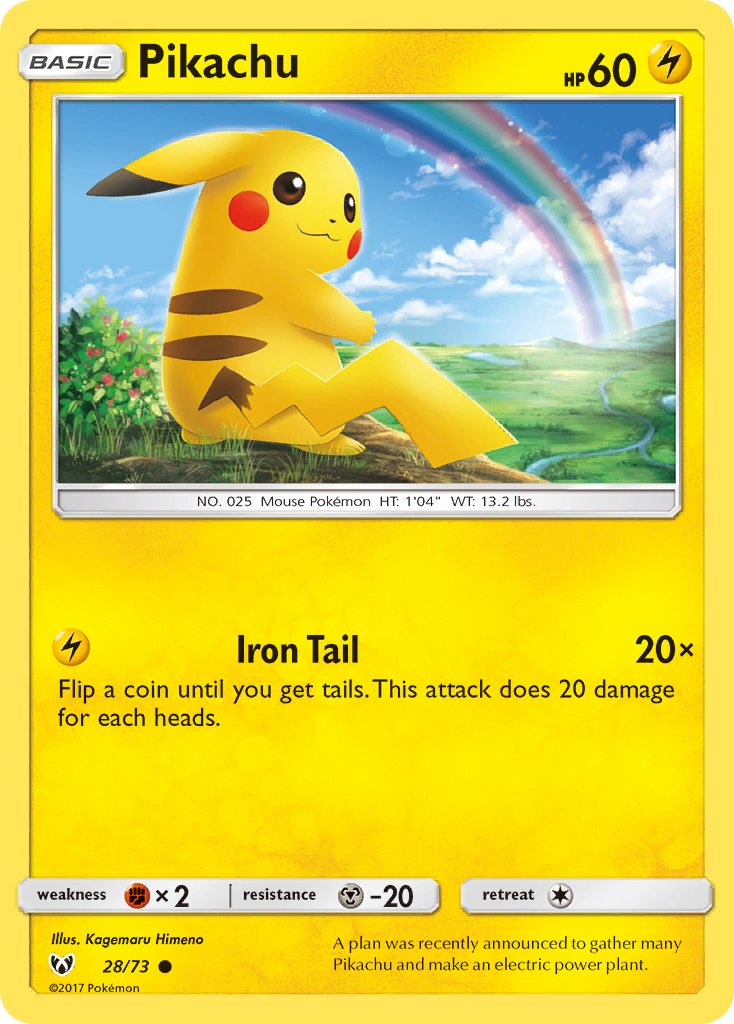 Pikachu (28/73) (Lets Play, Pikachu Cracked Ice Holo) (Theme Deck Exclusives) [Sun & Moon: Shining Legends] | Jomio and Rueliete's Cards and Comics