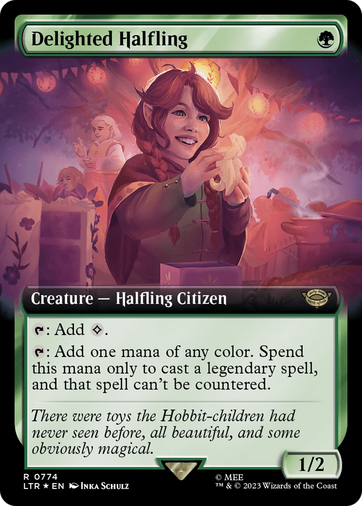 Delighted Halfling (Extended Art) (Surge Foil) [The Lord of the Rings: Tales of Middle-Earth] | Jomio and Rueliete's Cards and Comics
