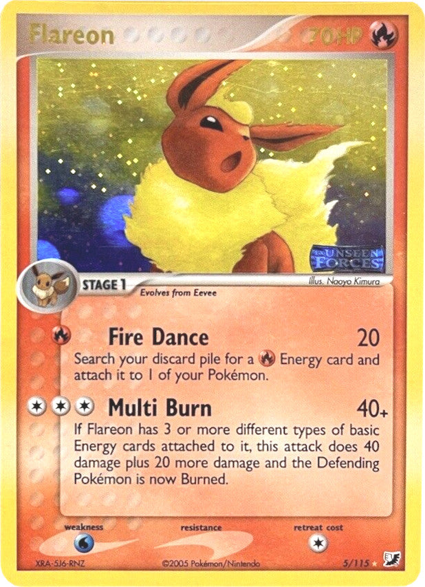 Flareon (5/115) (Stamped) [EX: Unseen Forces] | Jomio and Rueliete's Cards and Comics