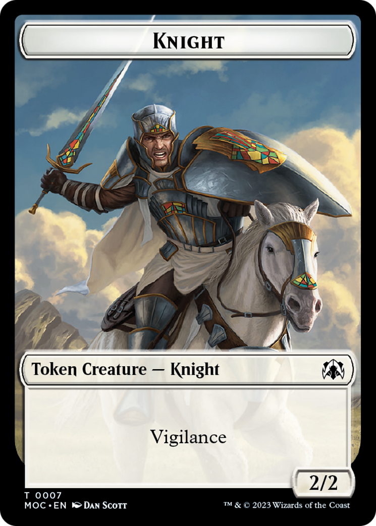 Knight (7) // Spirit (14) Double-Sided Token [March of the Machine Commander Tokens] | Jomio and Rueliete's Cards and Comics