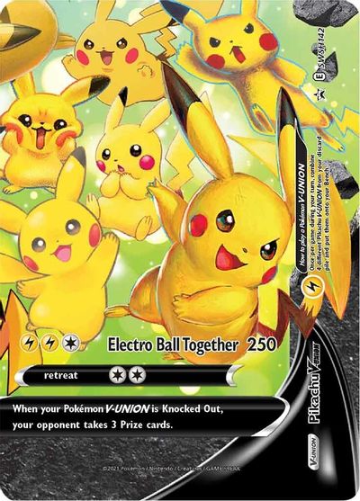 Pikachu V-UNION (SWSH142) (Celebrations) [Sword & Shield: Black Star Promos] | Jomio and Rueliete's Cards and Comics