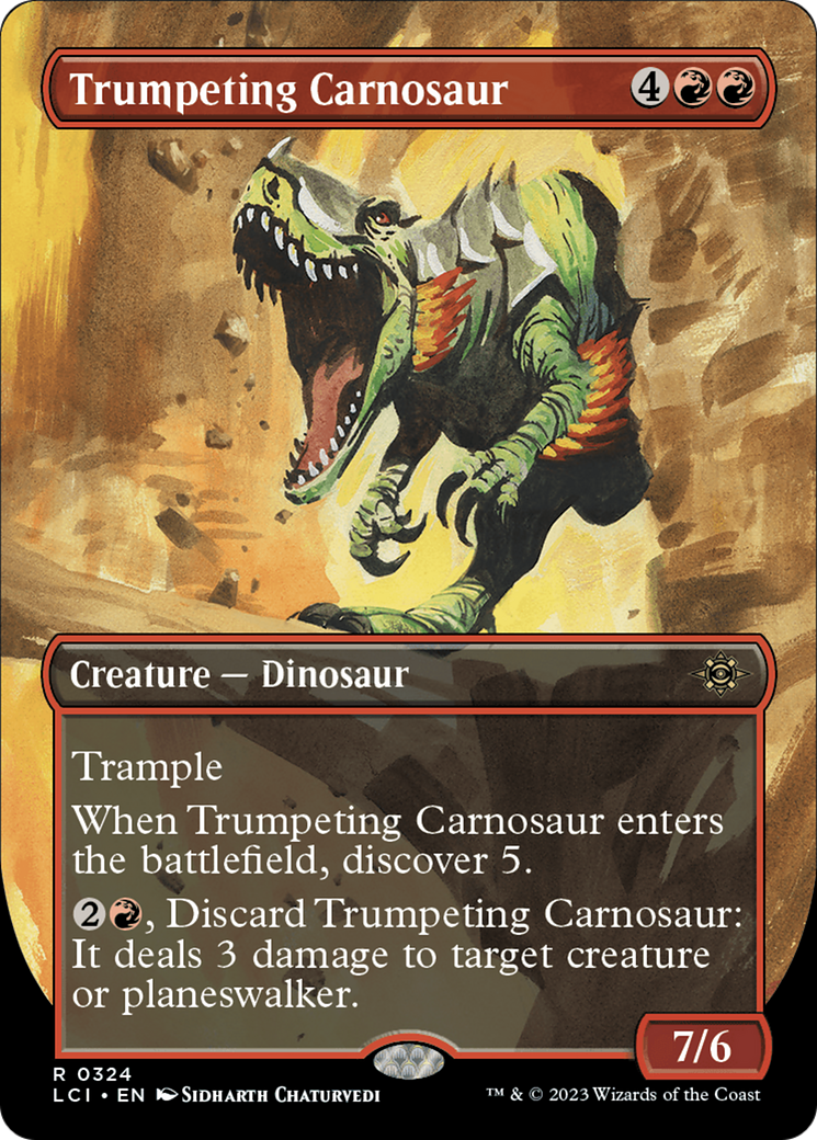 Trumpeting Carnosaur (Borderless) [The Lost Caverns of Ixalan] | Jomio and Rueliete's Cards and Comics