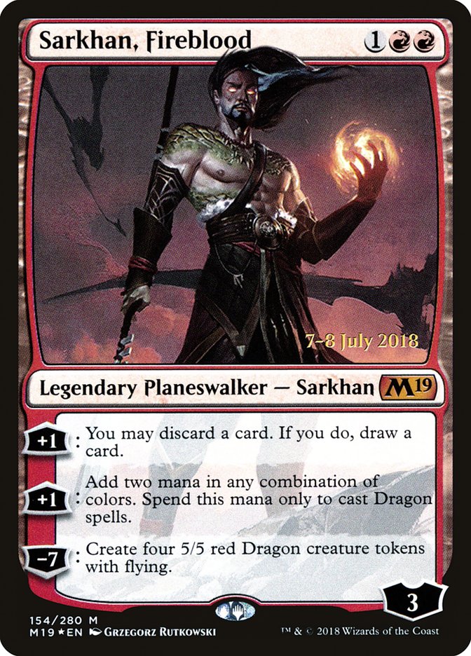 Sarkhan, Fireblood [Core Set 2019 Prerelease Promos] | Jomio and Rueliete's Cards and Comics