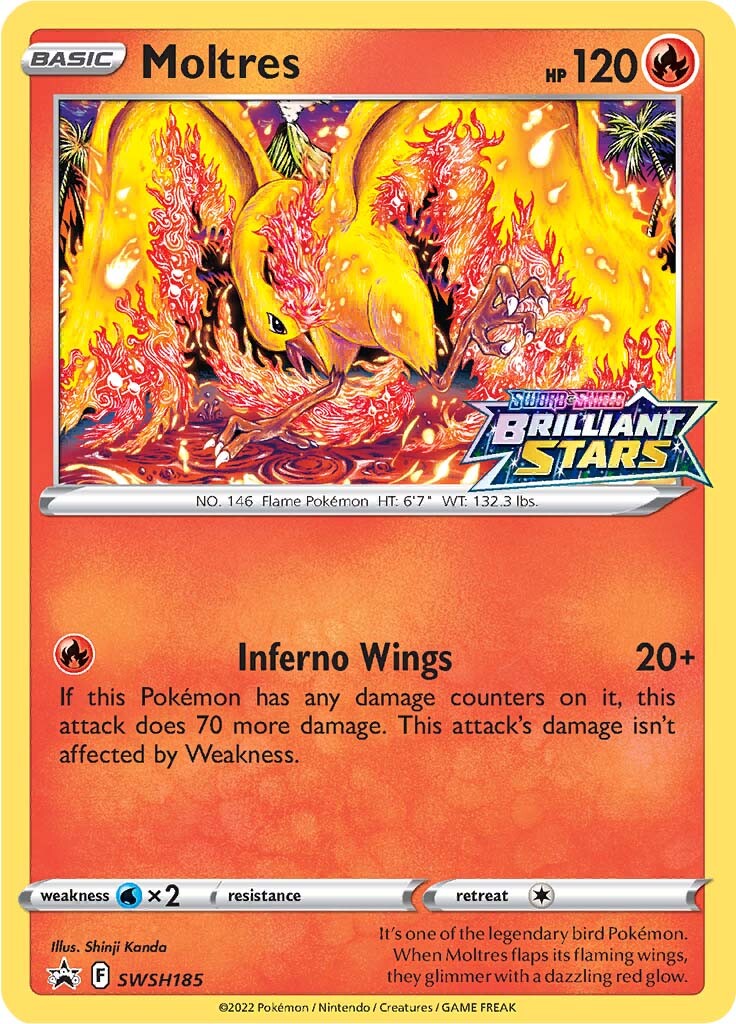 Moltres (SWSH185) (Prerelease Promo) [Sword & Shield: Black Star Promos] | Jomio and Rueliete's Cards and Comics