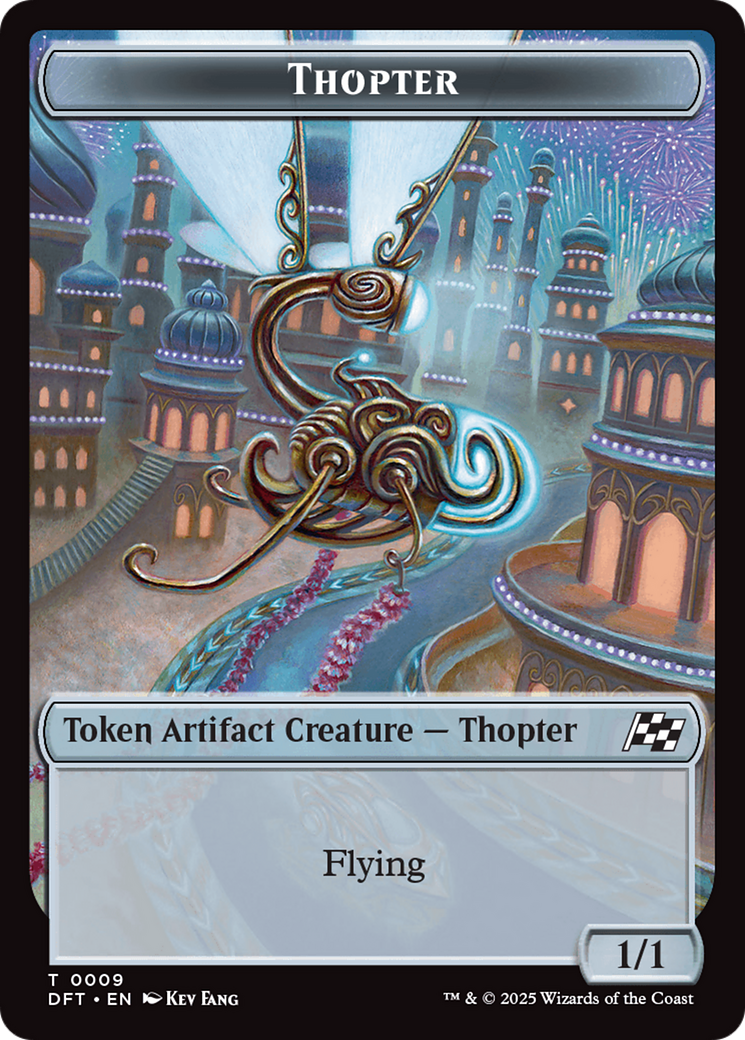 Golem (0015) // Thopter (0009) Double-Sided Token [Aetherdrift Commander Tokens] | Jomio and Rueliete's Cards and Comics