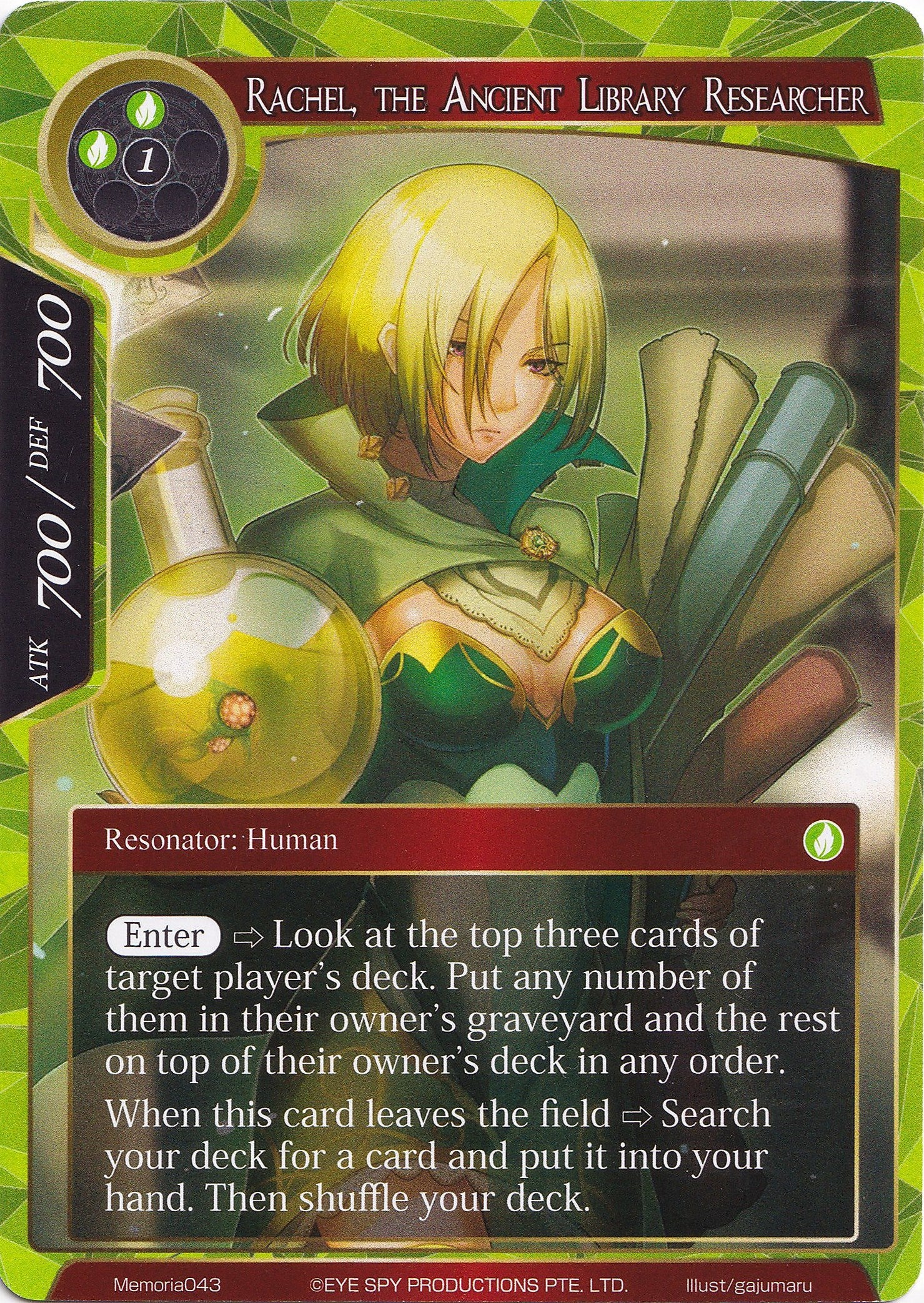 Rachel, the Ancient Library Researcher (Memoria043) [Alice Origin Memoria Cards] | Jomio and Rueliete's Cards and Comics