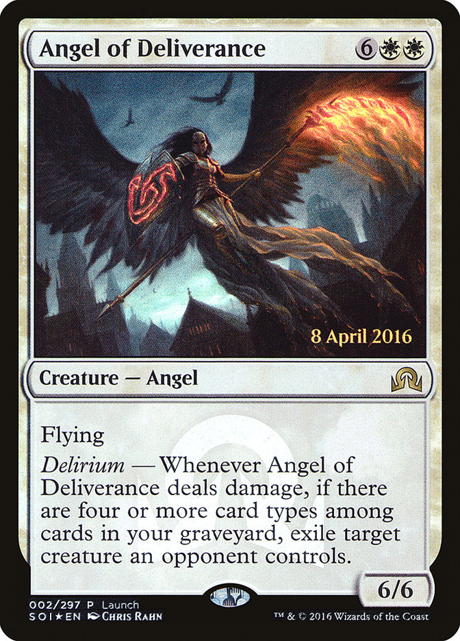 Angel of Deliverance (Launch) [Shadows over Innistrad Promos] | Jomio and Rueliete's Cards and Comics