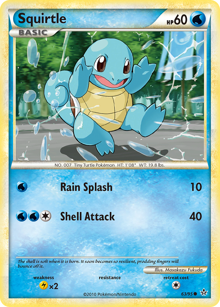 Squirtle (63/95) [HeartGold & SoulSilver: Unleashed] | Jomio and Rueliete's Cards and Comics