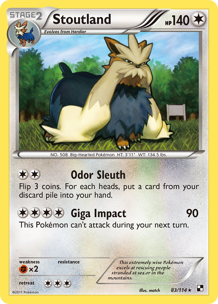 Stoutland (83/114) [Black & White: Base Set] | Jomio and Rueliete's Cards and Comics