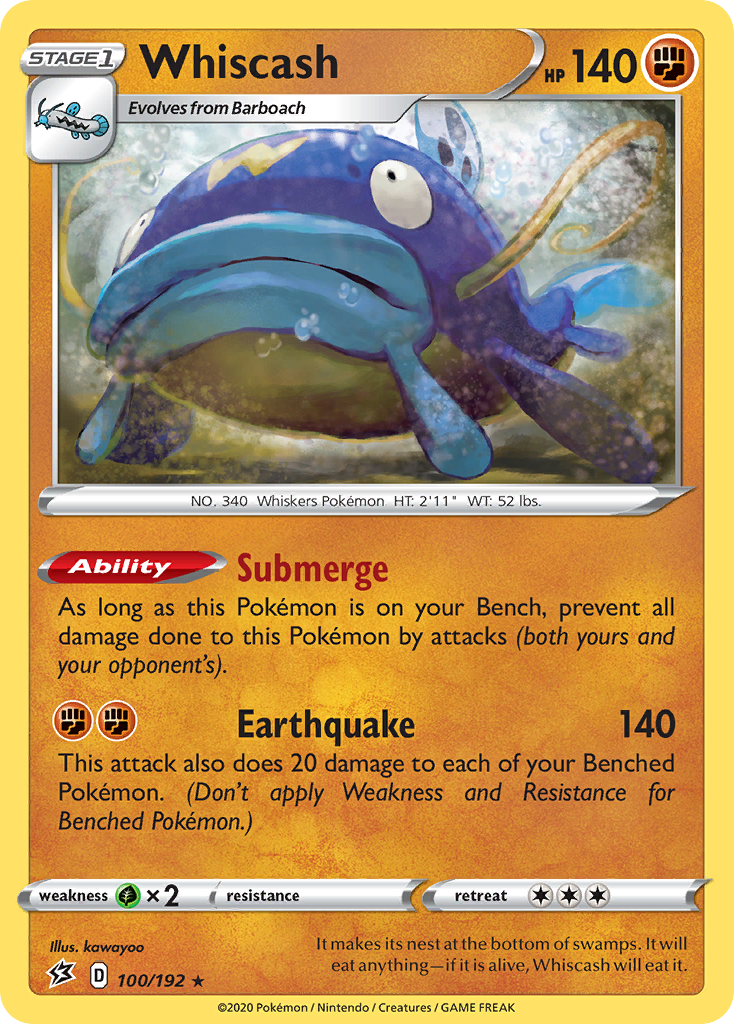 Whiscash (100/192) [Sword & Shield: Rebel Clash] | Jomio and Rueliete's Cards and Comics